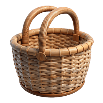 extraordinary artistic Wicker Basket with Handles Front View Cutout genuine png