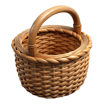 serene vintage Wicker Basket Without Handles Cutout premium png