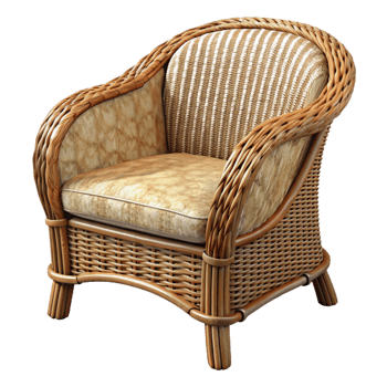 elegant contemporary Wicker Chair Front View Natural Rattan Isolated detailed png