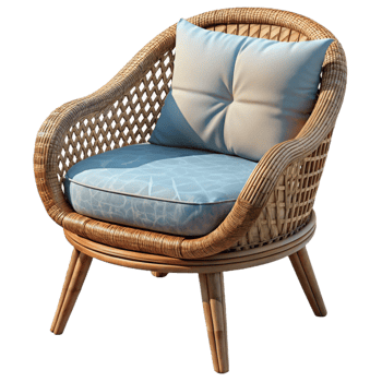 wonderful classic Wicker Chair with Cushion Side View Cutout genuine png
