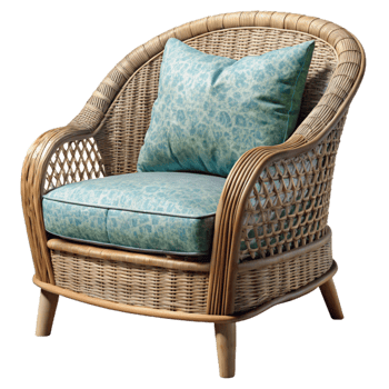 extraordinary creative Wicker Chair with Cushion Side View Cutout premium png