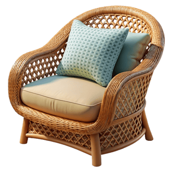 serene classic Wicker Chair with Cushion Side View Cutout professional png