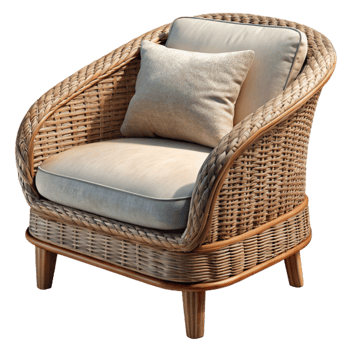 extraordinary creative Wicker Chair with Cushion Side View Cutout exclusive png