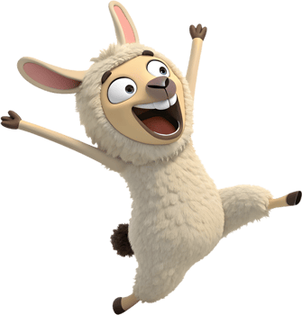 Fluffy Alpaca with Cheerful Expression Cartoon Clipart. . png