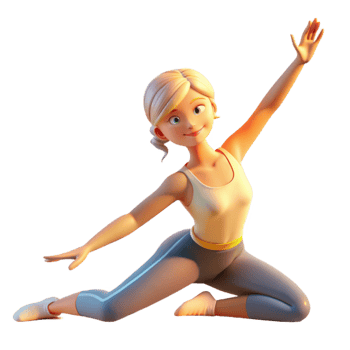 impressive modern Woman Stretching in Bright Sunlight Isolated original png