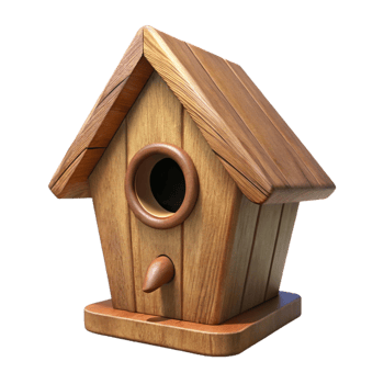 impressive artistic Wooden Birdhouse Front View Isolated on Transparent Background genuine png