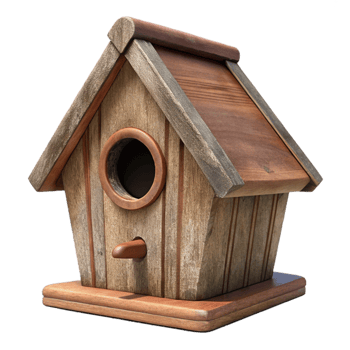 stunning minimalist Wooden Birdhouse Front View Isolated on Transparent Background high quality png