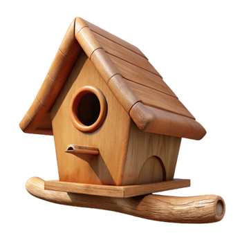 impressive creative Wooden Birdhouse on a Branch Transparent Element detailed png