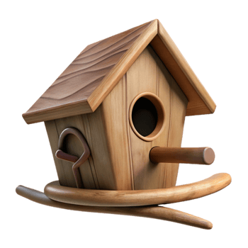 extraordinary contemporary Wooden Birdhouse on a Branch Transparent Element png