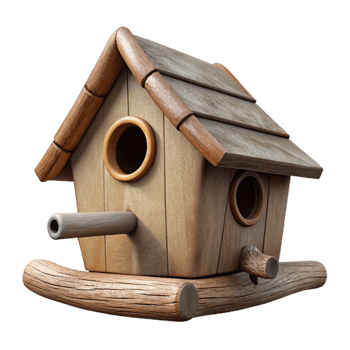 impressive creative Wooden Birdhouse on a Branch Transparent Element png
