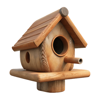 wonderful vintage Wooden Birdhouse on Branch Side Angle Transparent Background professional png