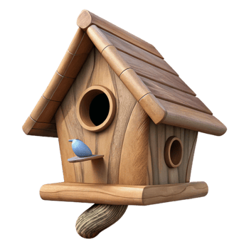 beautiful rustic Wooden Birdhouse on Tree Branch Cutout Isolated Element authentic png