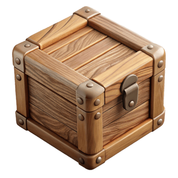 magnificent rustic Wooden Box with Lid Top View Isolated exclusive png