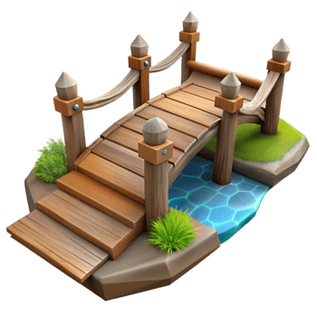dramatic artistic Wooden Bridge Over Stream Rustic Design Transparent Background png