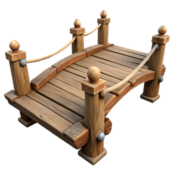 wonderful rustic Wooden Bridge Rustic Style Isolated Cutout professional png
