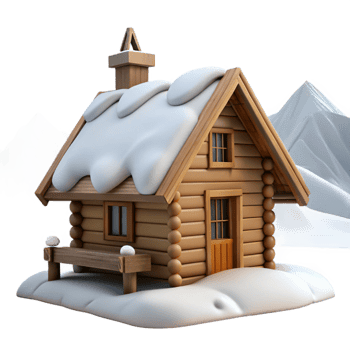 extraordinary modern Wooden Cabin in Snowy Mountains Cutout exclusive png