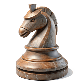 elegant contemporary Wooden Chess Piece Knight Front View Cutout authentic png