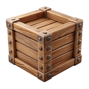 beautiful traditional Wooden Crate Front View Isolated Element premium png