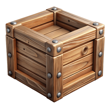 vibrant artistic Wooden Crate Front View Isolated Element genuine png