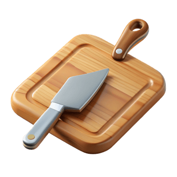 beautiful contemporary Wooden Cutting Board with Juice Groove Transparent Background premium png