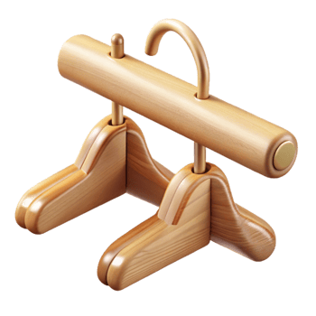 elegant minimalist Wooden Hangers on Rail Isolated Transparent Background high resolution png