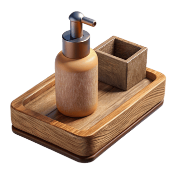 magnificent modern Wooden Tray with Soap Dispenser Cutout authentic png