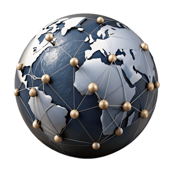 serene vintage World Map Network Nodes Cutout Dark Theme detailed png