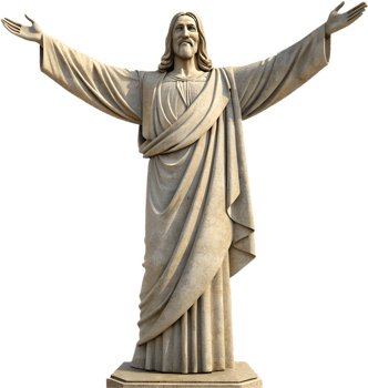 Religious belief and sacred figure captured in Jesus statue. . png