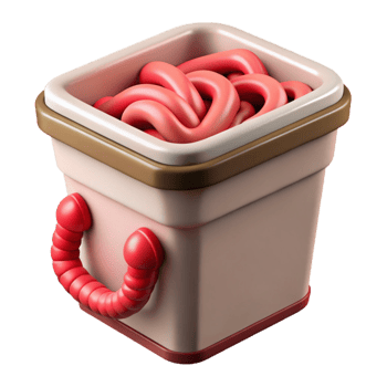 extraordinary artistic Worm Composting Bin with Red Worms Isolated on White genuine png