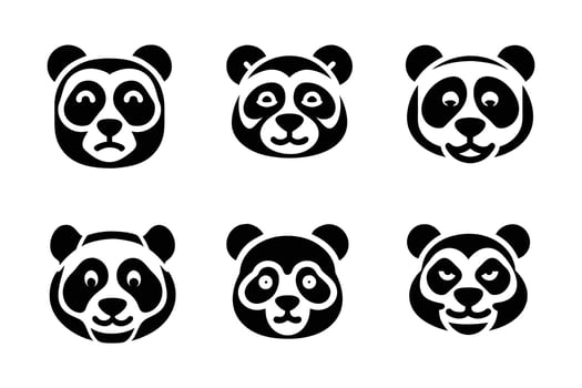 set of panda vector