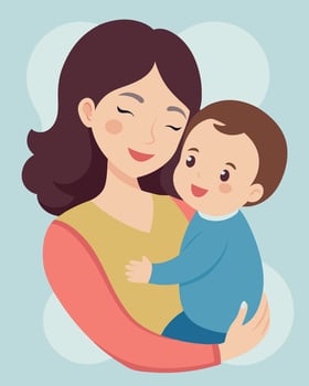 Mothers Day Artwork of Mother and Baby Sharing a Loving Embrace vector