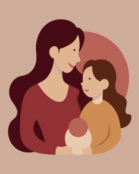 Happy Mothers Day Illustration Mother And Daughter Enjoying A Playful Moment At A Carnival vector