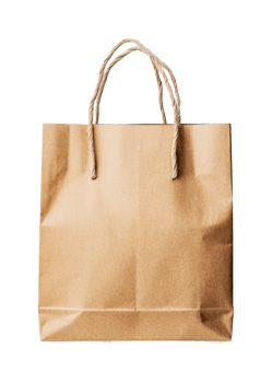 Eco-friendly brown paper shopping bag with rope handles png