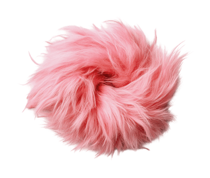 Pink fluffy fur ball on white background png