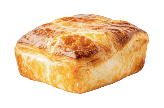 Golden flaky square puff pastry with crispy layers and buttery crust png