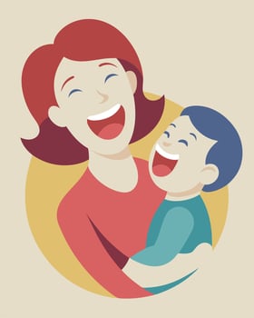 Happy Mothers Day Illustration Mother Laughing With Her Baby During Playful Spirit vector