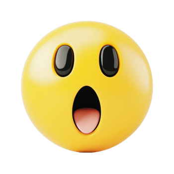 Shocked yellow emoji face with open mouth and wide eyes png