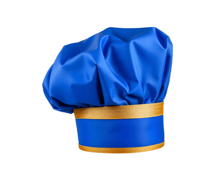 Chef hat with golden ribbon isolated on transparent background png