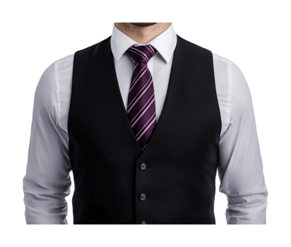 Male adult in formal attire with striped tie and vest png