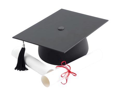 Graduation cap and diploma isolated on transparent background png