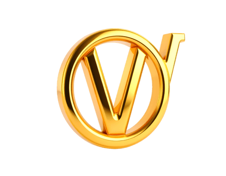 Golden letter V isolated on transparent background png
