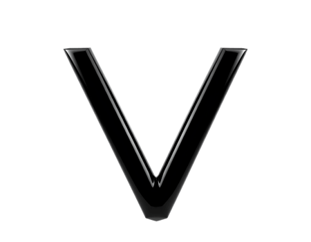 Black Letter V Isolated Transparent Background With Gradient Mesh, Illustration png