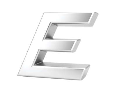 Metal letter E on transparent background png