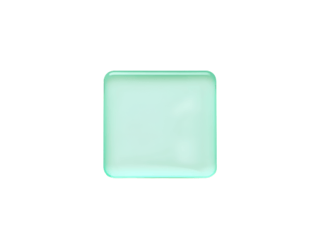 Transparent green glass square button on transparent background png