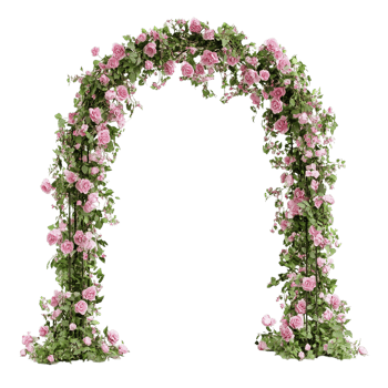 a pink arch with flowers on it isolated on transparent background png