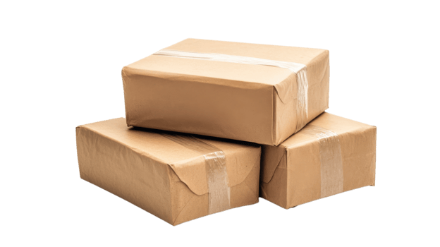 Three brown boxes stacked on top of each other png