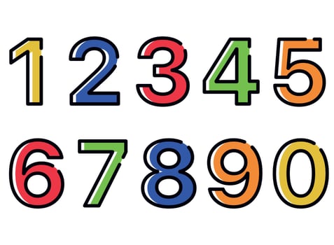 Colorful numbers on white background vector