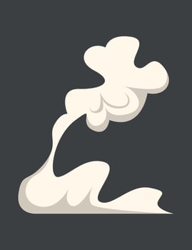 Cartoon smoke on wind, smoking comic kit. Explosion effect, cooking fog or fire smokes element. White motion cloud, snugly steam vector