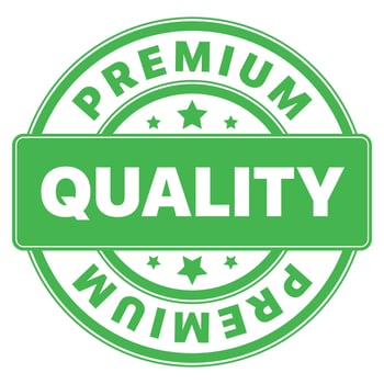 A green stamp with the words premium quality vector