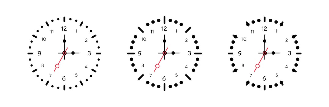 Minimalist Analog Clock Designs with Markers Set vector